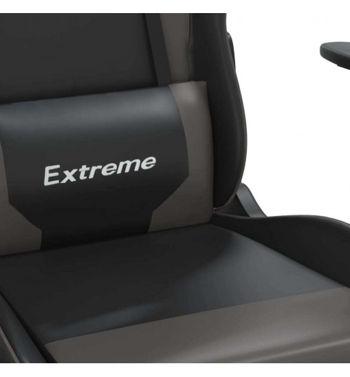 vidaXL Massage Gaming Chair with Footrest Black&Gray Faux Leather