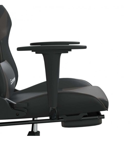 vidaXL Massage Gaming Chair with Footrest Black&Gray Faux Leather