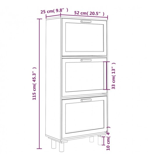 vidaXL Shoe Cabinet White 20.5"x9.8"x45.3" Engineered Wood&Natural Rattan