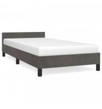 vidaXL Bed Frame with Headboard Dark Gray 39.4"x74.8" Twin Velvet