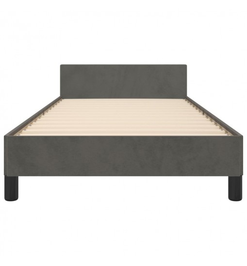 vidaXL Bed Frame with Headboard Dark Gray 39.4"x74.8" Twin Velvet