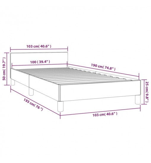 vidaXL Bed Frame with Headboard Dark Gray 39.4"x74.8" Twin Velvet