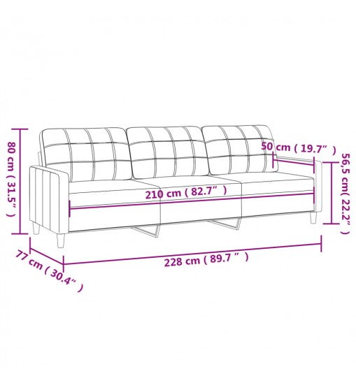 vidaXL 3-Seater Sofa Dark Gray 82.7" Fabric