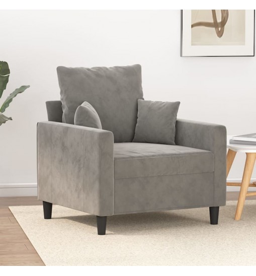 vidaXL Sofa Chair Light Gray 23.6" Velvet