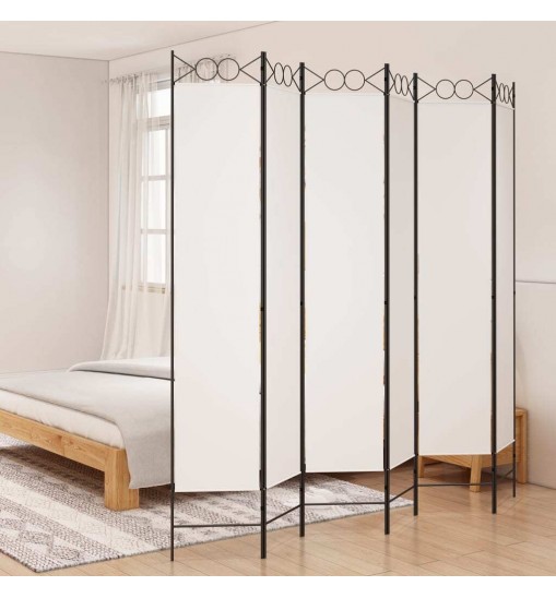 vidaXL 6-Panel Room Divider White 94.5"x86.6" Fabric