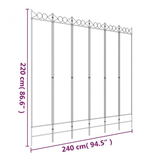 vidaXL 6-Panel Room Divider White 94.5"x86.6" Fabric