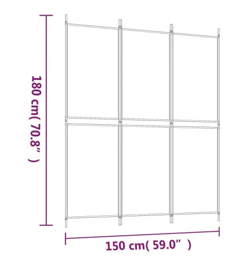 vidaXL 3-Panel Room Divider Brown 59.1"x70.9" Fabric