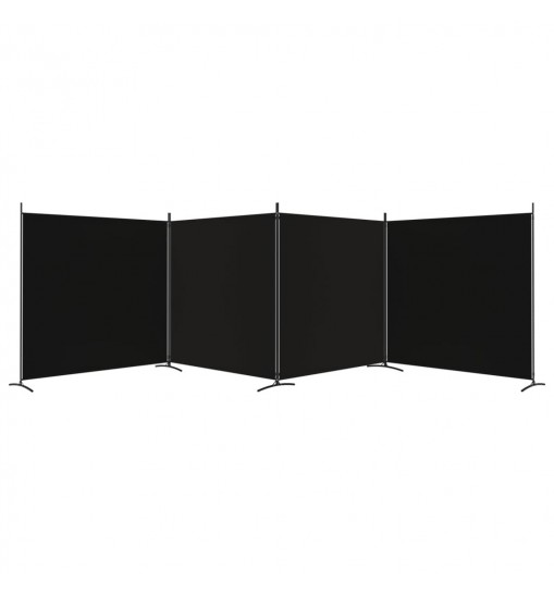 vidaXL 4-Panel Room Divider Black 274.8"x70.9" Fabric