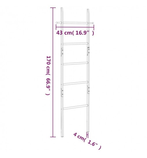 vidaXL Towel Ladder 66.9" Solid Wood Walnut