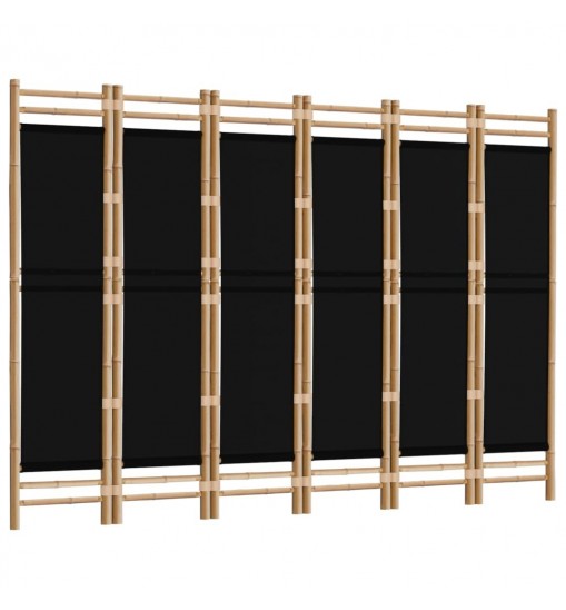 vidaXL Folding 6-Panel Room Divider 94.5" Bamboo and Canvas