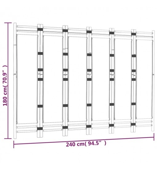 vidaXL Folding 6-Panel Room Divider 94.5" Bamboo and Canvas