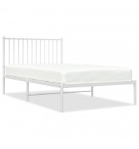 vidaXL Metal Bed Frame with Headboard White 39.4"x74.8"