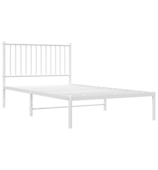 vidaXL Metal Bed Frame with Headboard White 39.4"x74.8"