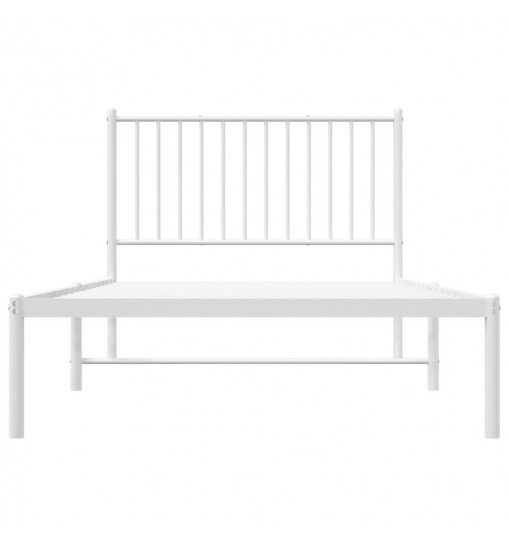 vidaXL Metal Bed Frame with Headboard White 39.4"x74.8"