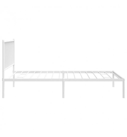 vidaXL Metal Bed Frame with Headboard White 39.4"x74.8"