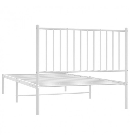 vidaXL Metal Bed Frame with Headboard White 39.4"x74.8"