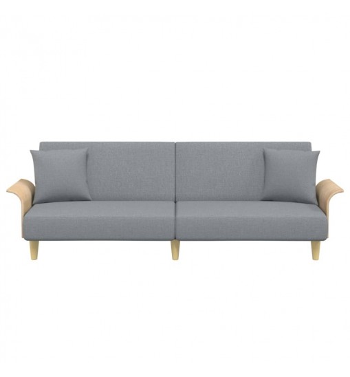 vidaXL Sofa Bed with Armrests Light Gray Fabric