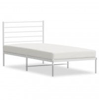 vidaXL Metal Bed Frame with Headboard White 39.4"x78.7"