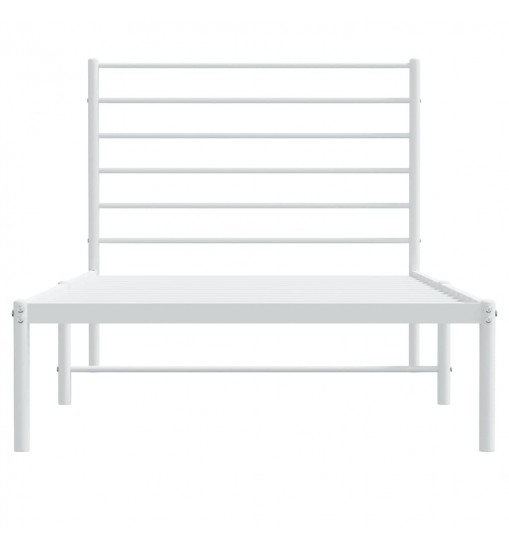 vidaXL Metal Bed Frame with Headboard White 39.4"x78.7"