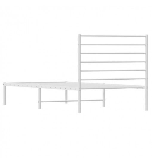 vidaXL Metal Bed Frame with Headboard White 39.4"x78.7"