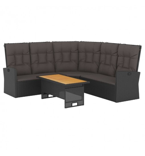 vidaXL 2 Piece Patio Lounge Set with Cushions Black Poly Rattan