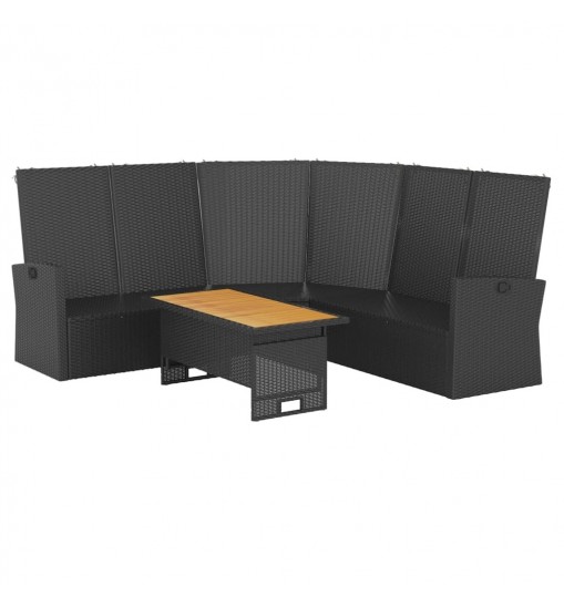 vidaXL 2 Piece Patio Lounge Set with Cushions Black Poly Rattan