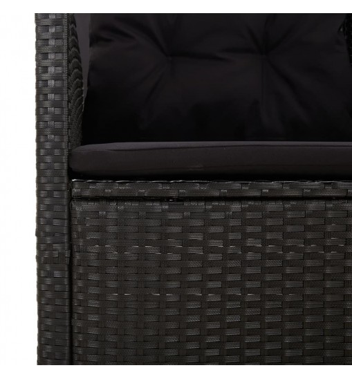 vidaXL 2 Piece Patio Lounge Set with Cushions Black Poly Rattan