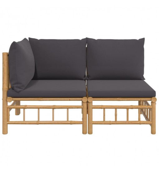 vidaXL 2 Piece Patio Lounge Set with Dark Gray Cushions Bamboo