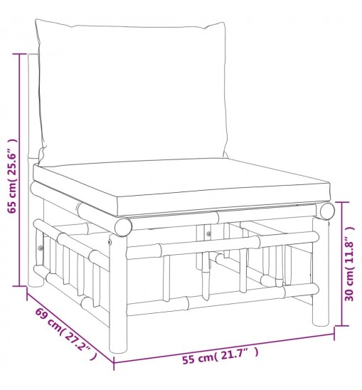 vidaXL 2 Piece Patio Lounge Set with Dark Gray Cushions Bamboo