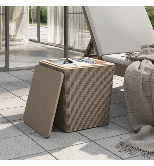 vidaXL Patio Table with Removable Lid Light Brown Polypropylene