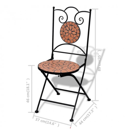 vidaXL Folding Bistro Chairs 2 pcs Ceramic Terracotta