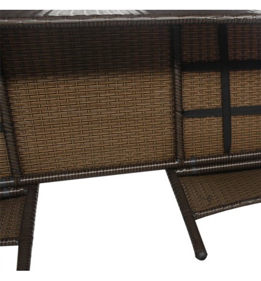 vidaXL 2-Seater Patio Sofa with Tea Table Poly Rattan Brown