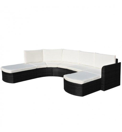 vidaXL 4 Piece Patio Lounge Set with Cushions Poly Rattan Black