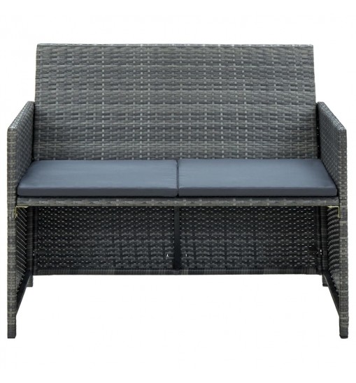 vidaXL 4 Piece Patio Lounge with Cushions Set Poly Rattan Gray