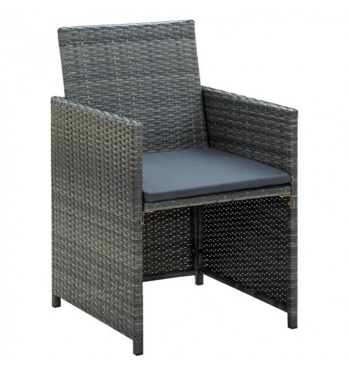 vidaXL 4 Piece Patio Lounge with Cushions Set Poly Rattan Gray