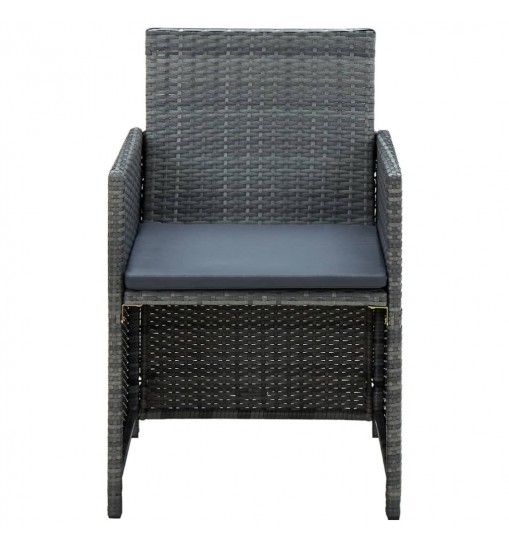 vidaXL 4 Piece Patio Lounge with Cushions Set Poly Rattan Gray