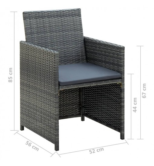 vidaXL 4 Piece Patio Lounge with Cushions Set Poly Rattan Gray