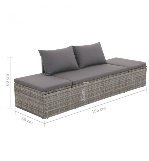 vidaXL Patio Bed Gray 76.8"x23.6" Poly Rattan