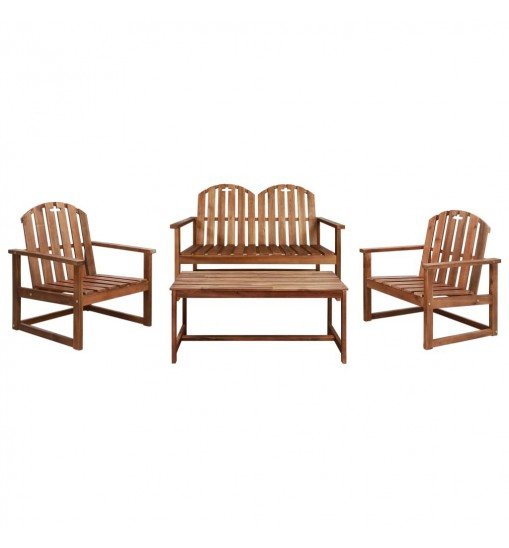 vidaXL 4 Piece Patio Lounge Set Solid Acacia Wood