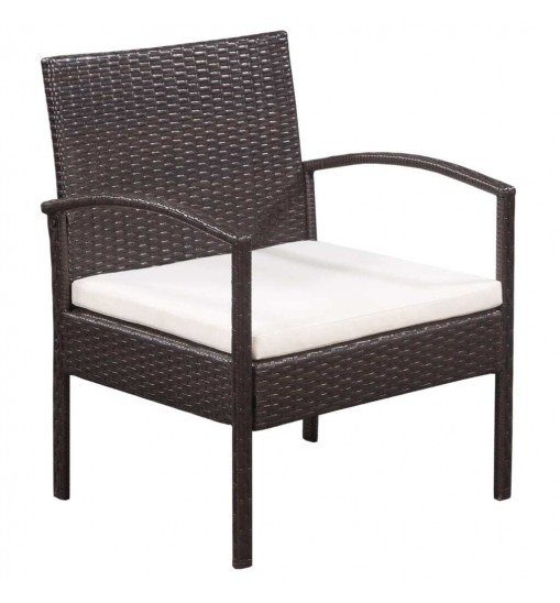 vidaXL 5 Piece Patio Lounge Set with Cushions Poly Rattan Brown