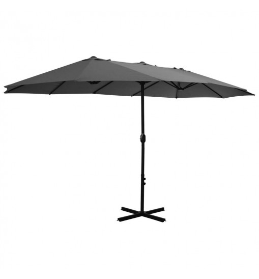 vidaXL Outdoor Parasol with Aluminum Pole 181.1"x106.3" Anthracite