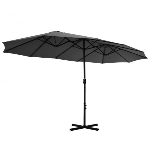 vidaXL Outdoor Parasol with Aluminum Pole 181.1"x106.3" Anthracite