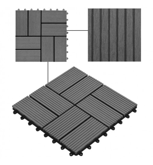 vidaXL 11 pcs Decking Tiles WPC 11.8"x11.8" 1 sqm Gray