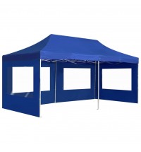 vidaXL Professional Folding Party Tent with Walls Aluminum 19.7'x9.8' Blue