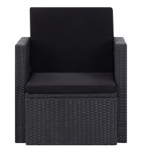 vidaXL Patio Chair with Cushions Poly Rattan Black