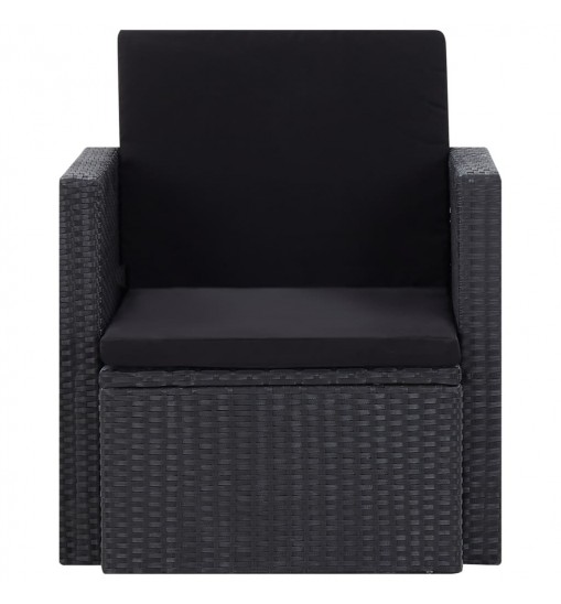 vidaXL Patio Chair with Cushions Poly Rattan Black