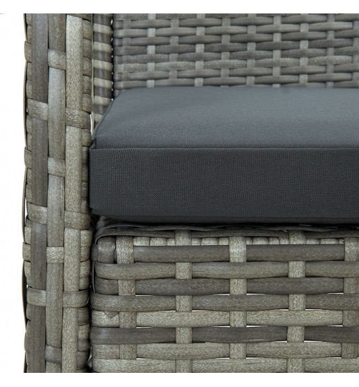 vidaXL 3-Seater Patio Sofa with Cushion Gray Poly Rattan