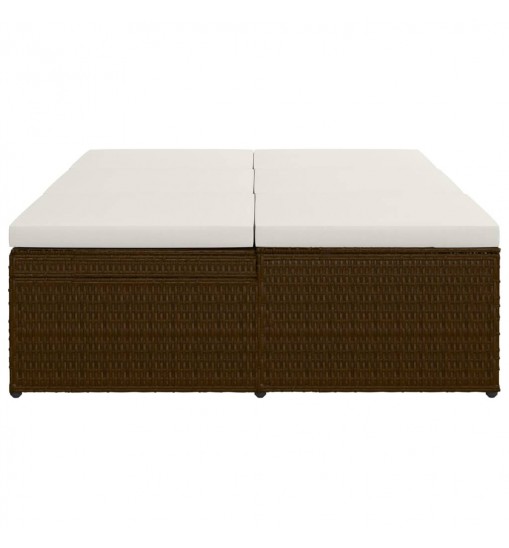 vidaXL Convertible Sun Bed with Cushion Poly Rattan Brown