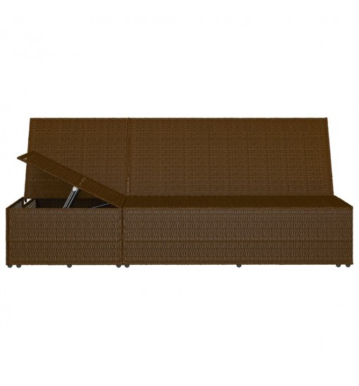 vidaXL Convertible Sun Bed with Cushion Poly Rattan Brown