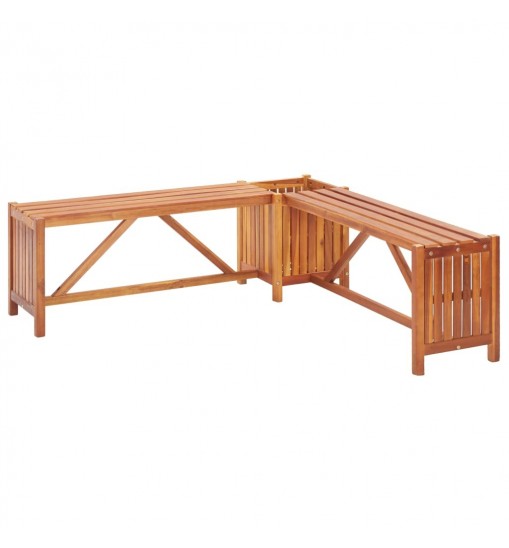 vidaXL Patio Corner Bench with Planter 46"x46"x15.7" Solid Acacia Wood